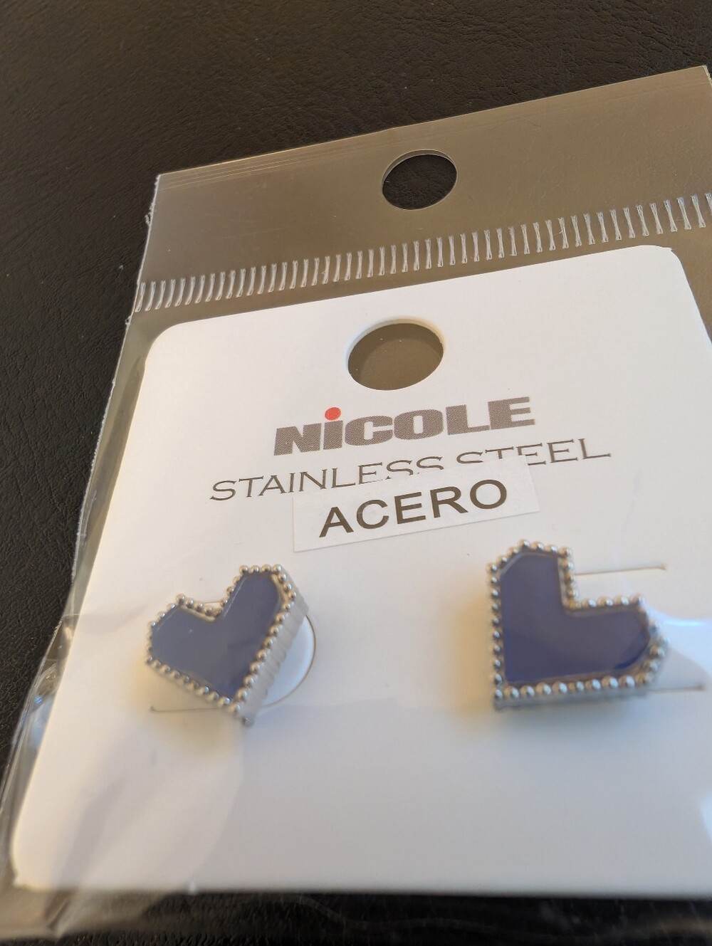 Blue Heart Stainless Steel Stud Earrings